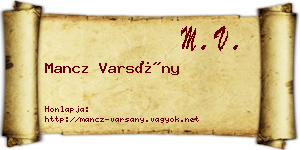 Mancz Varsány névjegykártya